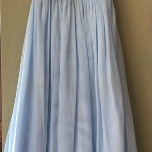Blue Maxi A-line Pleated Dress for Prom